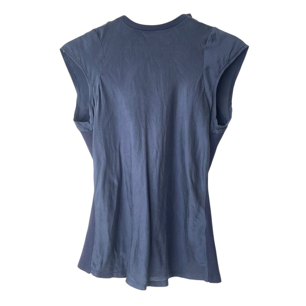 FRAME T-Shirt Fitted Silk in Navy Blue Short Sleeve Size SMALL Petite